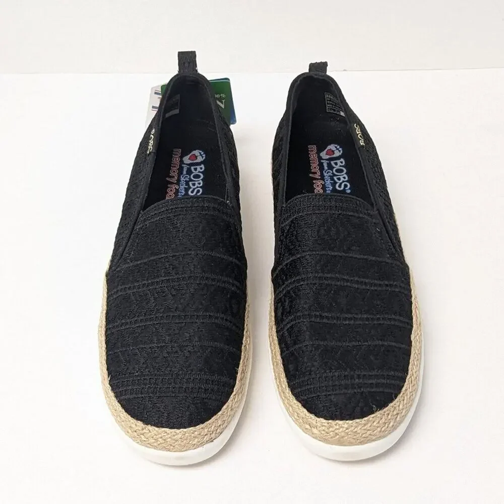 Skechers Black Lace Espadrille Slip-Ons
